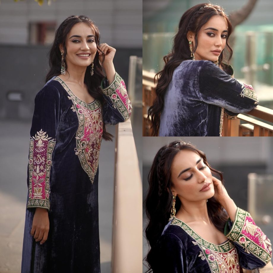 Surbhi Jyoti turns traditional doll in velvet embroidered kurta set 880290