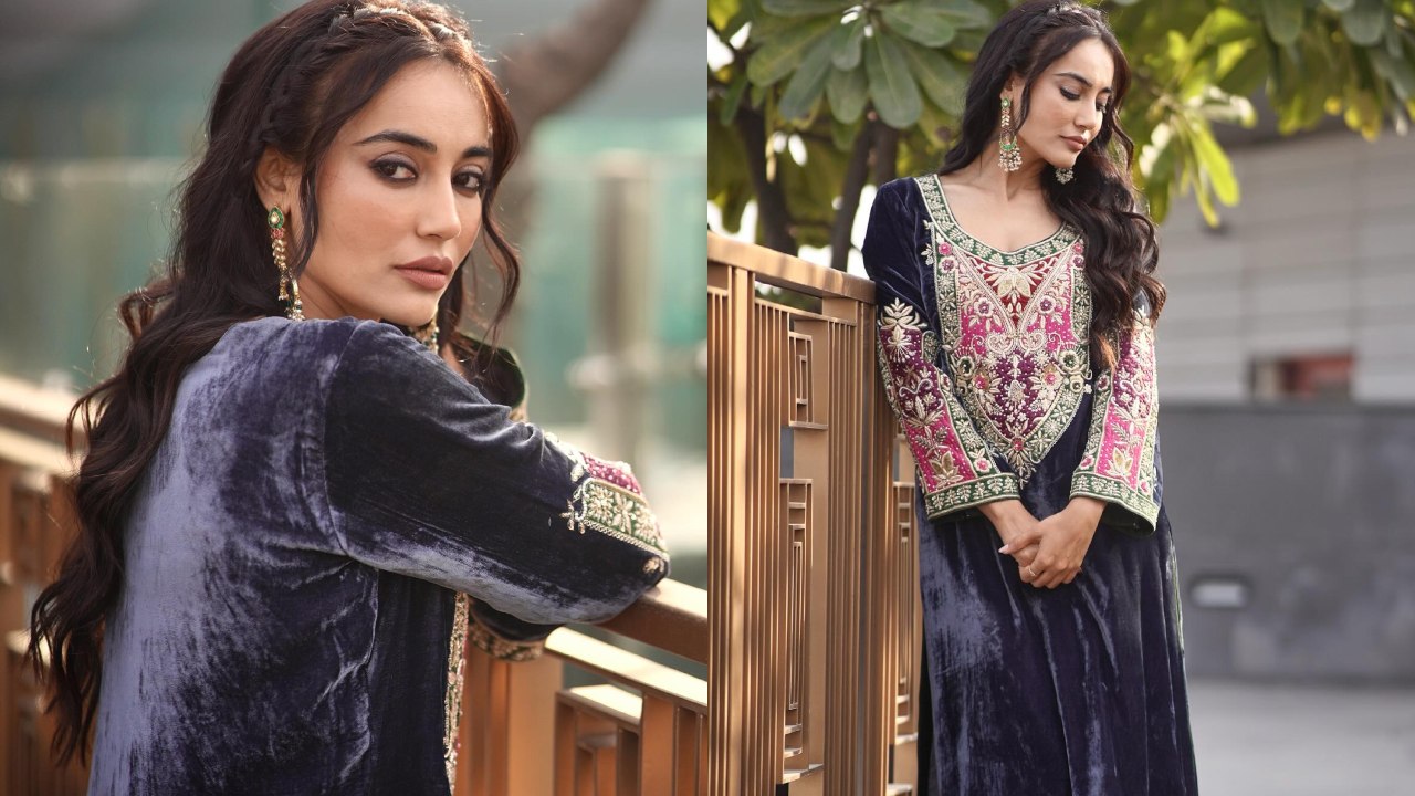 Surbhi Jyoti turns traditional doll in velvet embroidered kurta set 880291