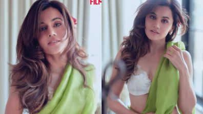 Taapsee Pannu raises sensuality quotient in green saree and white bralette