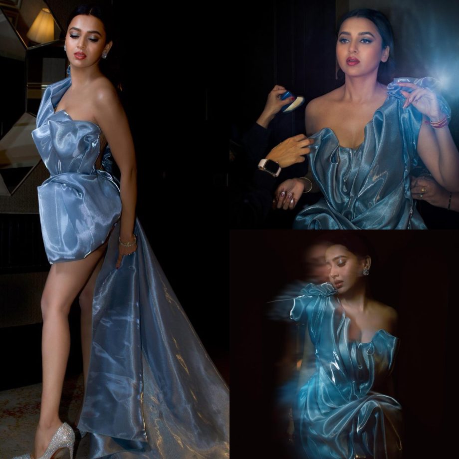 Tejasswi Prakash Is Modern Cinderella In Icey Blue One-shoulder Trail Dress, See Now 880675