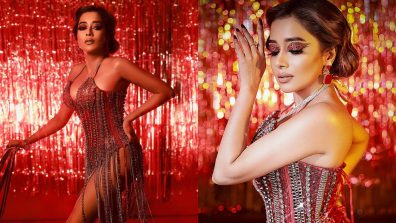 Tina Datta Raises Hotness Bar In Red Shimmery Monokini Dress, See Photo