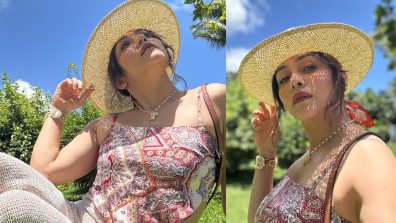 Vacay Goals: Amruta Khanvilkar Radiates Glow In Scarf Top, Flare Trouser & Sun Hat