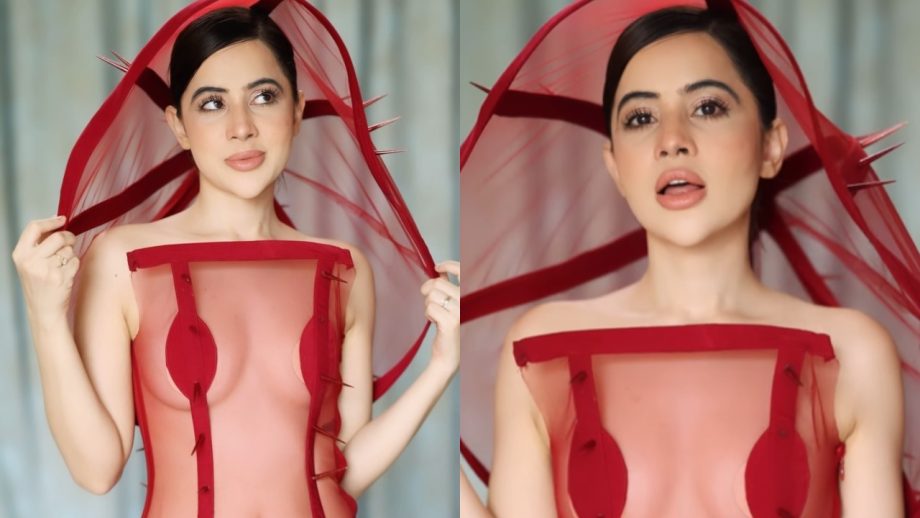 Watch: Urfi Javed instils glam on streets in red mesh adorn, check out 877873