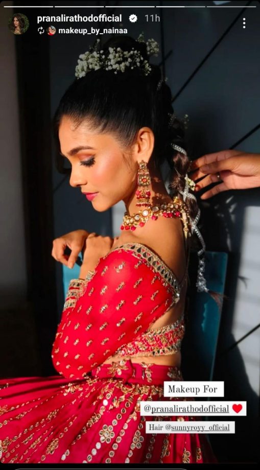 YRKKH actress Pranali Rathod turns ravishing in vermillion red sequinned lehenga set 877060