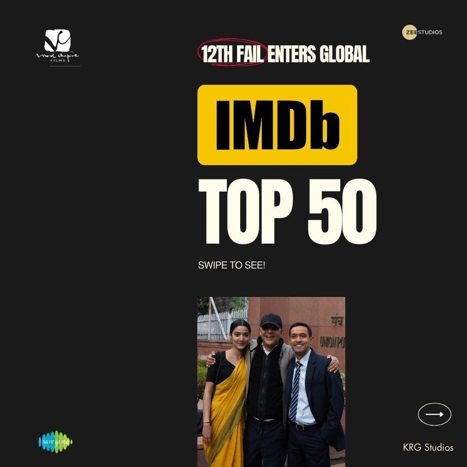 '12th Fail' becomes the only Hindi title to enter the global IMDb top 50 list,  