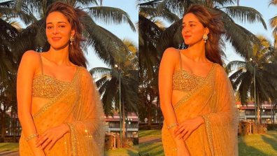 Ananya Panday Shines Bright In Pale Gold Saree Worth Rs. 1.70 lakh, See Photos