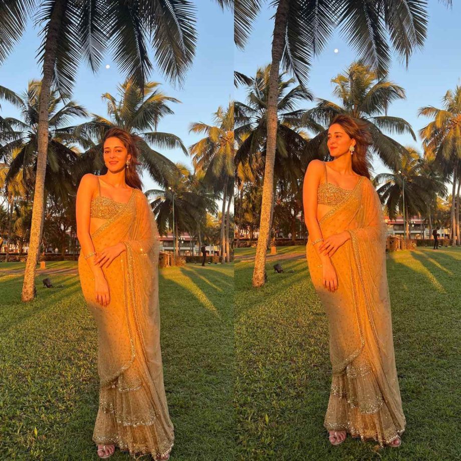 Ananya Panday Shines Bright In Pale Gold Saree Worth Rs. 1.70 lakh, See Photos 883449