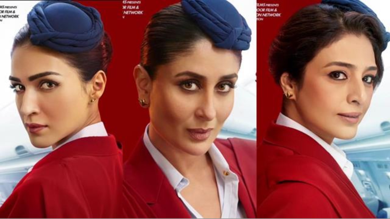 Crew Teaser OUT NOW! Buckle up for turbulence! ✈️ Get ready for a wild ride with these three sassy flight attendants: Tabu, Kareena Kapoor Khan, Kriti Sanon 883737