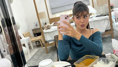 “Dal, Chawal, and Starbucks,” writes Jacqueline Fernandez as she enjoys a wholesome meal!