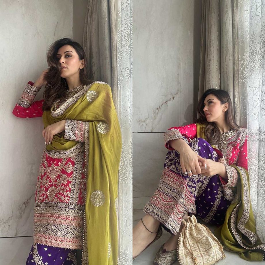 Hansika Motwani's Heavily Embellished Tri-color Salwar Suit Is Steal-worthy