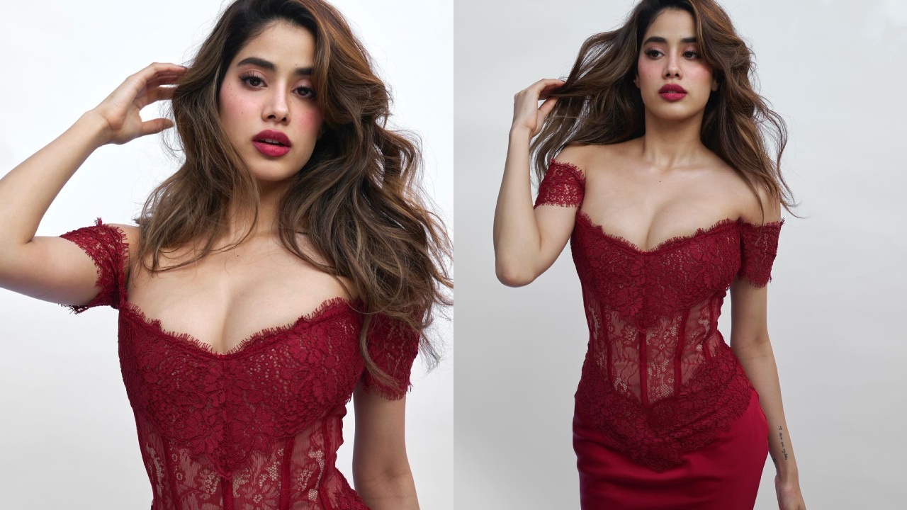 Janhvi Kapoor Feels Valentine's Energy In Dark Red Corset Gown, See Photos 881709