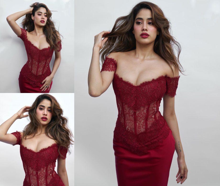 Janhvi Kapoor Feels Valentine's Energy In Dark Red Corset Gown, See Photos 881707