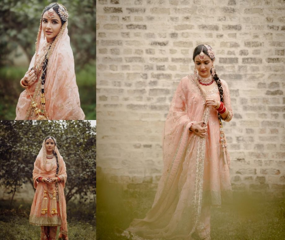 Jasmin Bhasin Looks Like A Typical Punjabi Bride In Peach Anarkali Suit, See How 883018