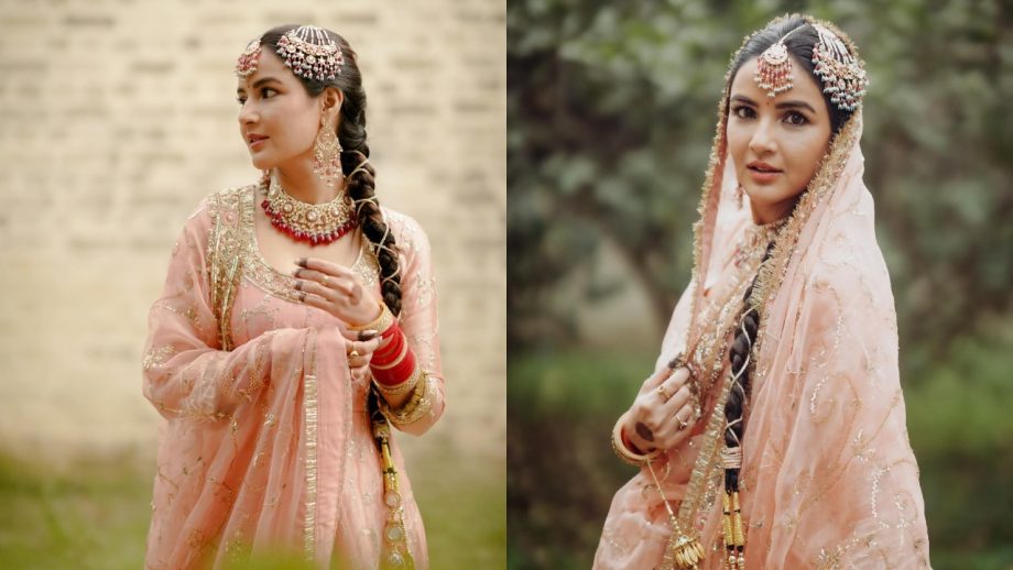 Jasmin Bhasin Looks Like A Typical Punjabi Bride In Peach Anarkali Suit, See How 883016