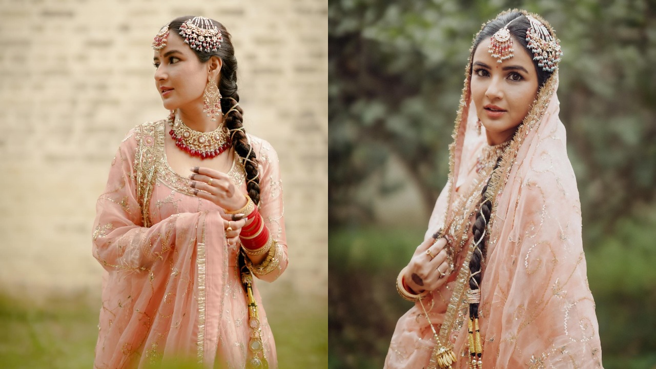Jasmin Bhasin Looks Like A Typical Punjabi Bride In Peach Anarkali Suit, See How 883016