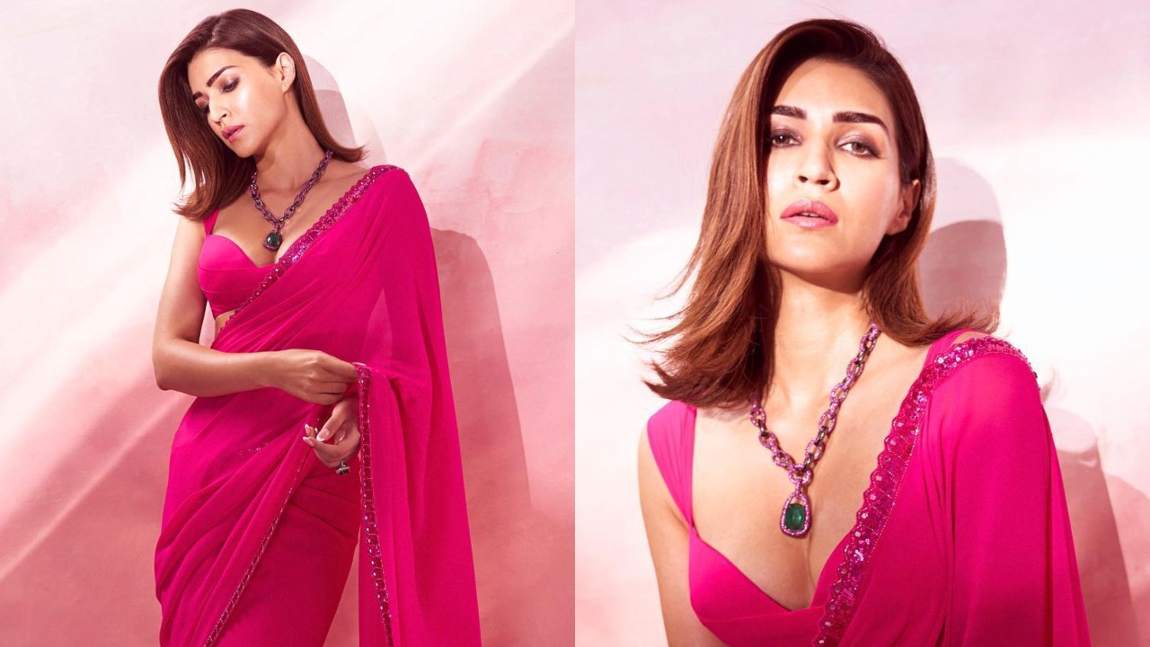 Kriti Sanon Makes Fans 'Oo Lala' In Rani Pink Saree, Checkout Now