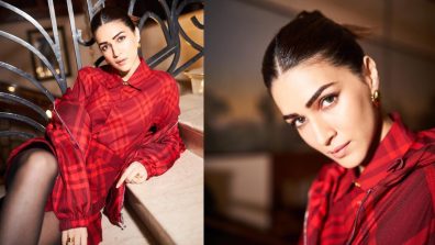 Kriti Sanon Redefines Preppy Style In Checkered Red Dress With Golden Sparkle