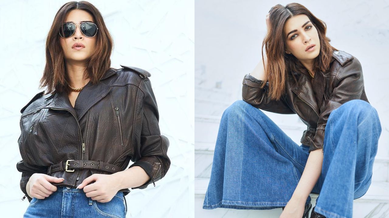 Kriti Sanon Ups Glam In Leather Top & Flared Denim With Glasses 881063