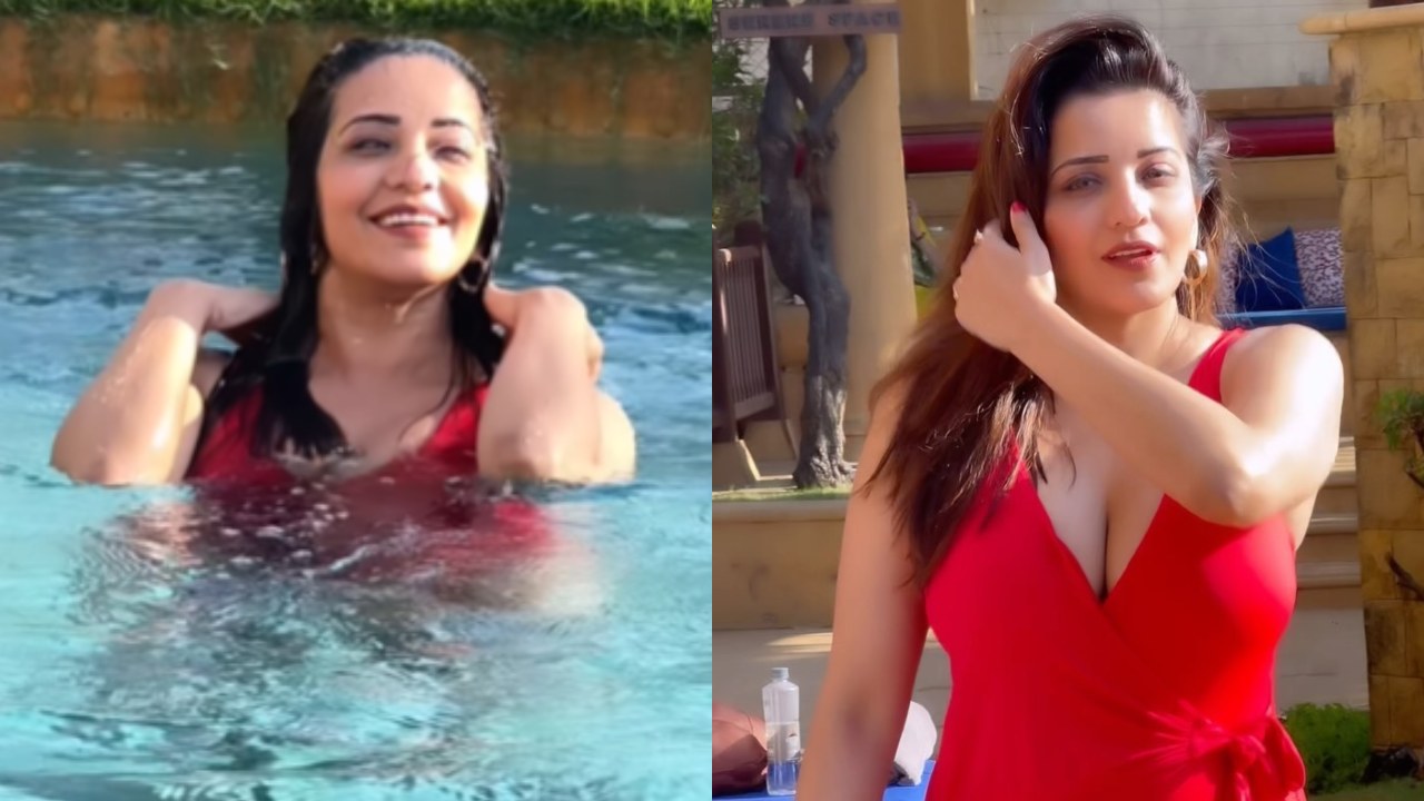 Monalisa Turns Pool Baby In Red Hot Monokini, Watch 882247