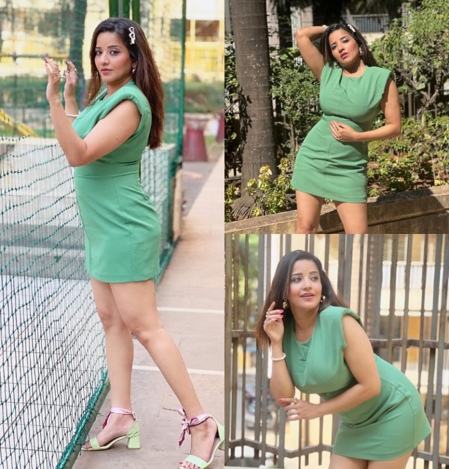 Monalisa's Hot And Cute Look In Green Mini Dress Is Must-see, Check Now 883926