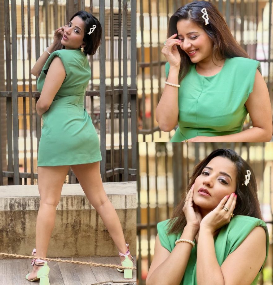 Monalisa's Hot And Cute Look In Green Mini Dress Is Must-see, Check Now 883928