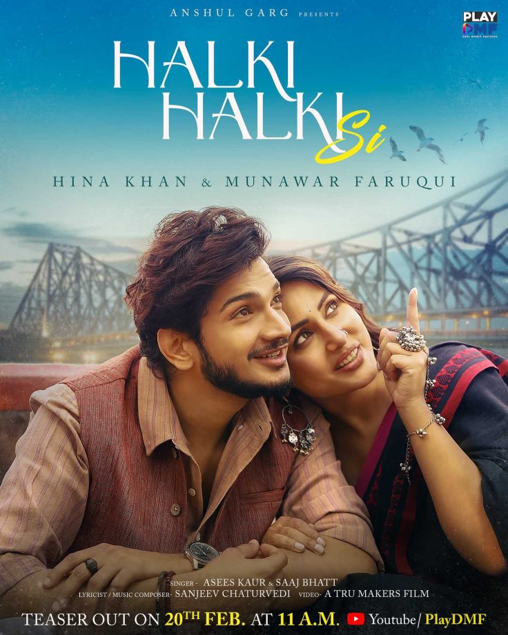 Munawar Faruqui-Hina Khan's Musical Journey Begins With 'Halki Halki Si,' Pose Hand-in-hand In 1st Poster 882791