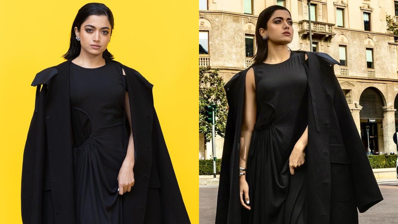 Rashmika Mandanna Makes Heads Turn In   Black Dress With Trench Coat, See Photos 883468