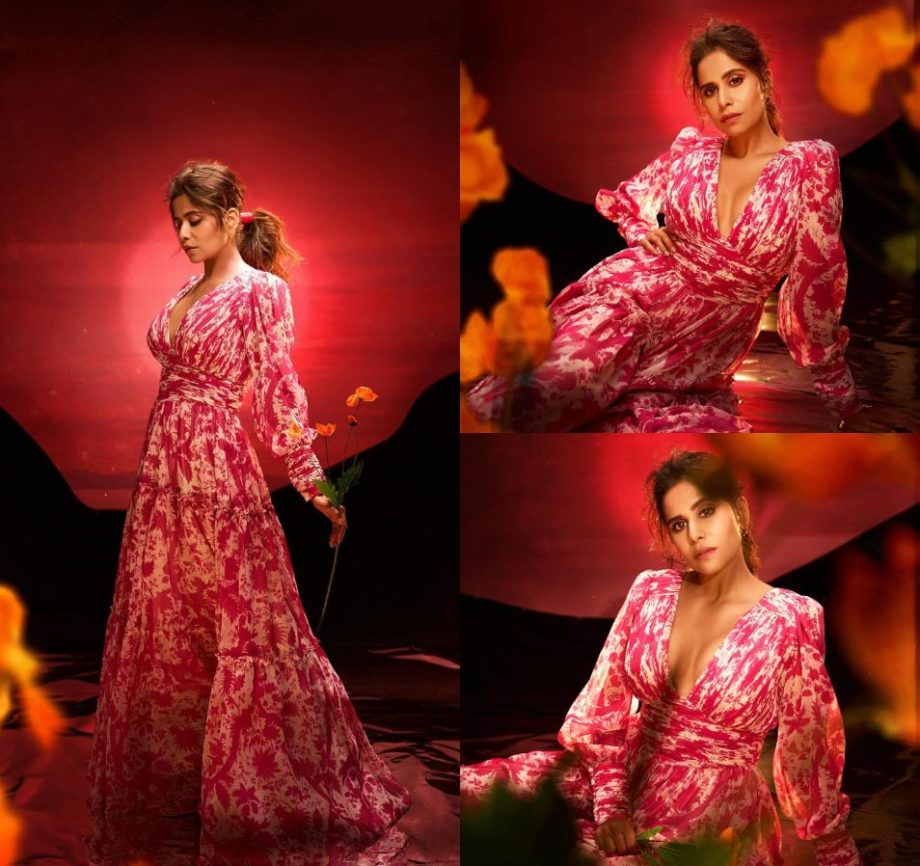 Saie Tamhankar Looks Ravishing In Deep-plunge Floral Maxi Dress, See Photos 880974