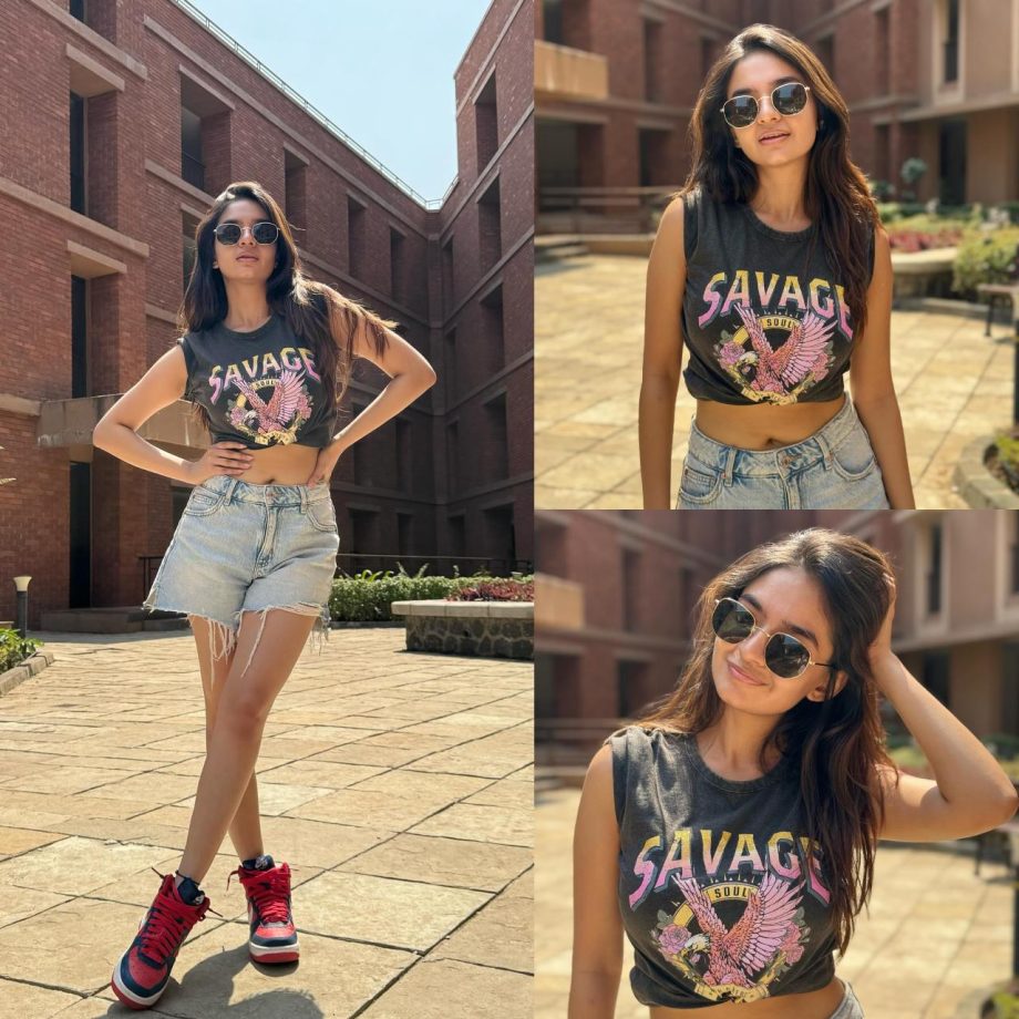 Sunday Vibes: Anushka Sen Goes Quirky In Denim Shorts & Crop Top 882869