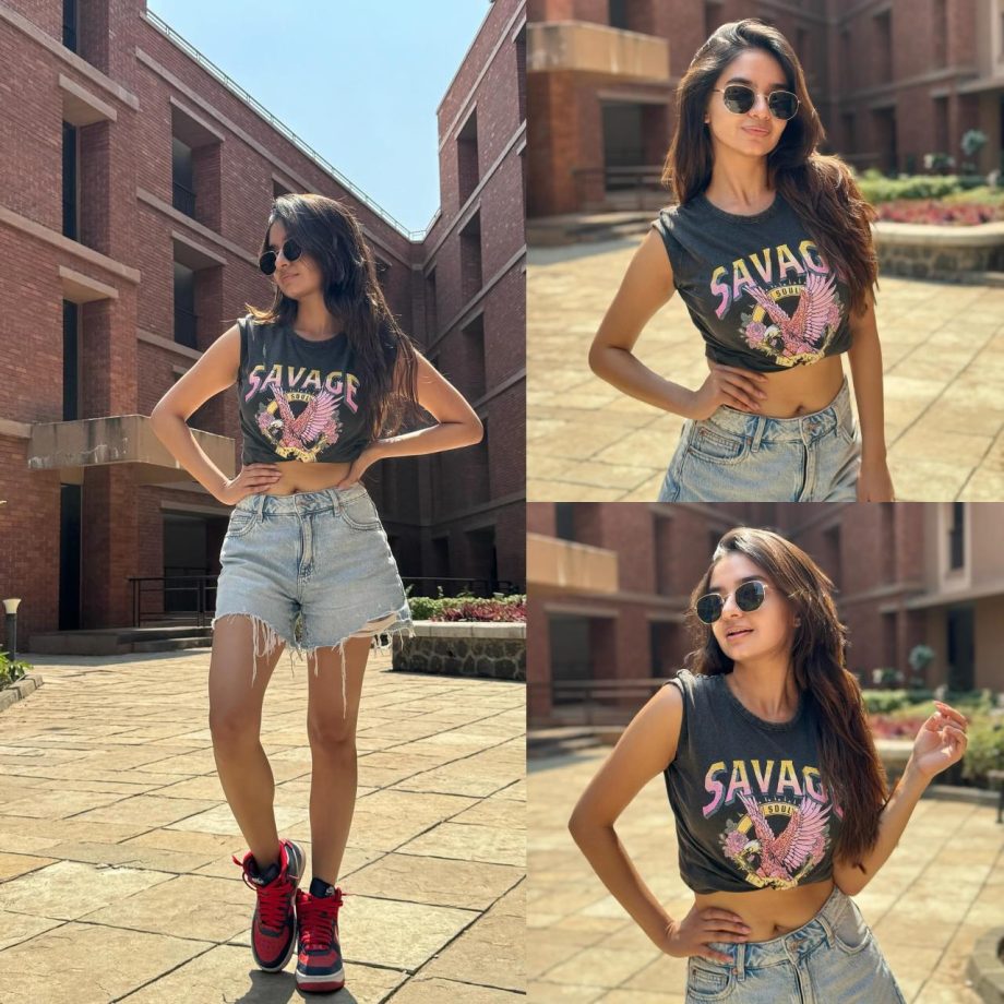 Sunday Vibes: Anushka Sen Goes Quirky In Denim Shorts & Crop Top 882868