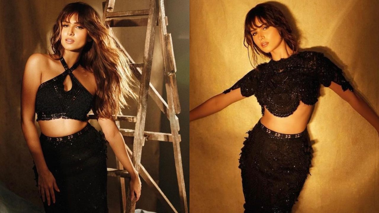 Tara Sutaria Dazzles In Shiny Black Two-piece Outfits, See Photos