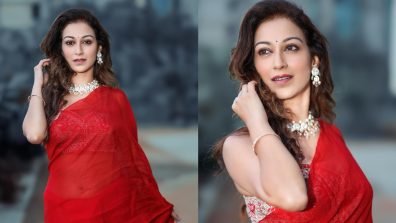TMKOC’S Sunayana Fozdar Is Vision In Red Ruffle Saree, Take A Look