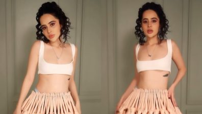 Urfi Javed Flaunts Hourglass Figure In Tank Top & Dolls Stitched Skirt, Watch