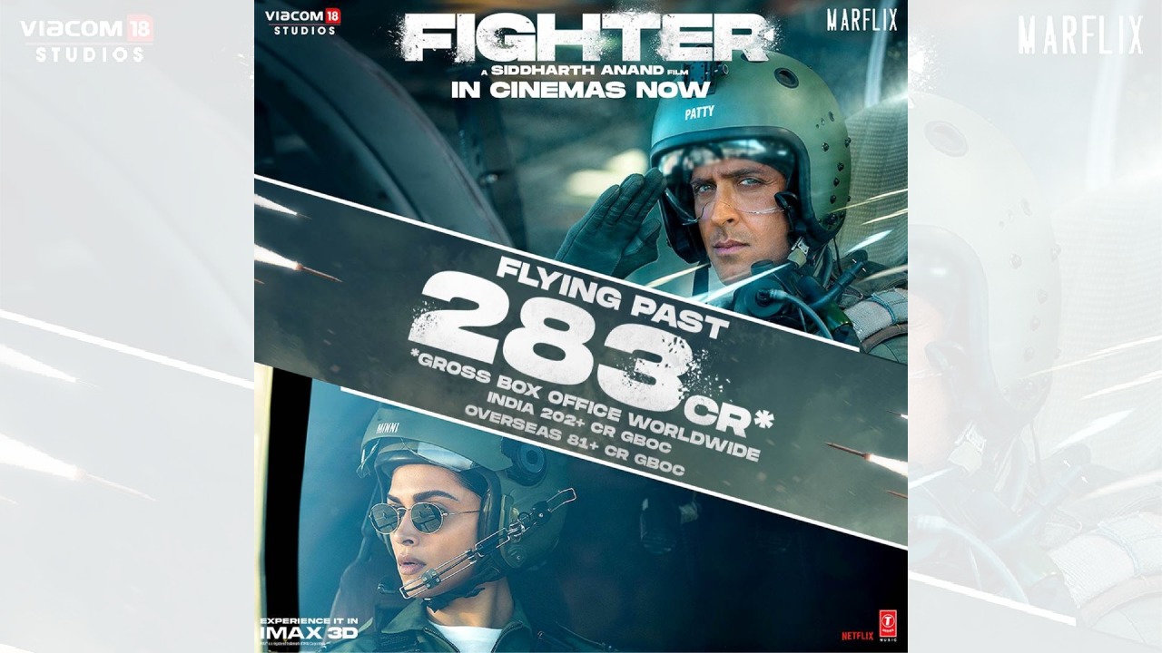 Viacom18 Studios’s ‘Fighter’ starring Hrithik Roshan is flying high! Crossed 283 Cr. Gross at the worldwide box office! Touching 300 Cr. mark!