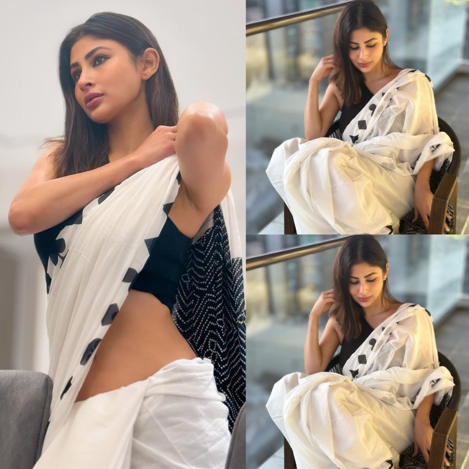 White Saree, Black Blouse & Smokey Eyes: Mouni Roy's Homesick Vibe 883779