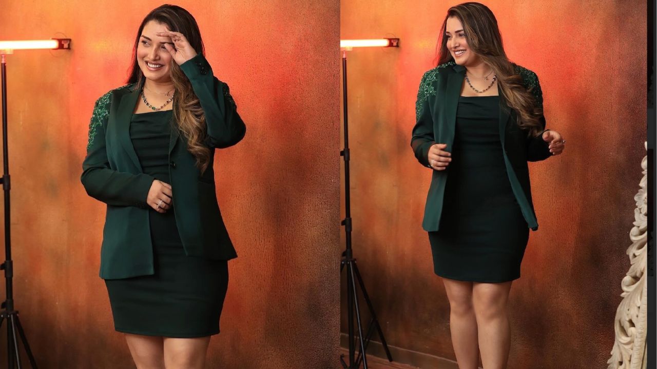 Aamrapali Dubey’s Flawless Style Shines In A Green Bodycon Dress With Blazer, Check Now! 888991
