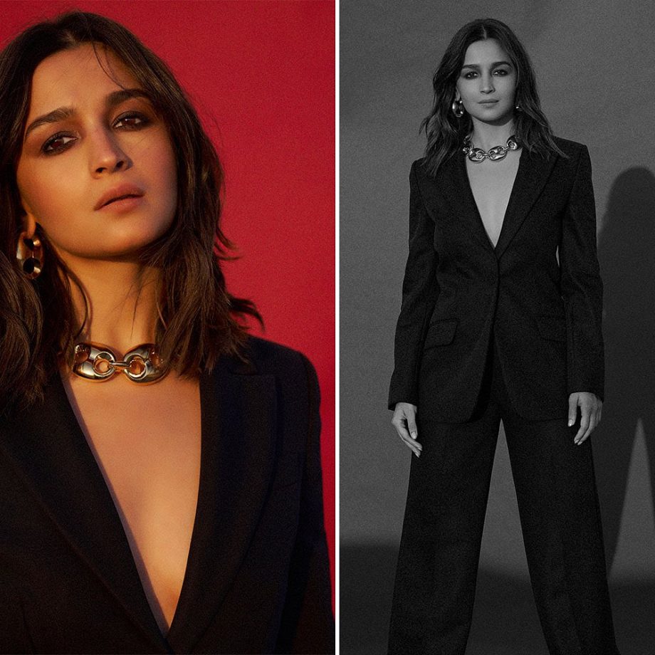 Alia Bhatt Elevates Power Dressing With Edgy Twist In Black Blazer And Pants 885523