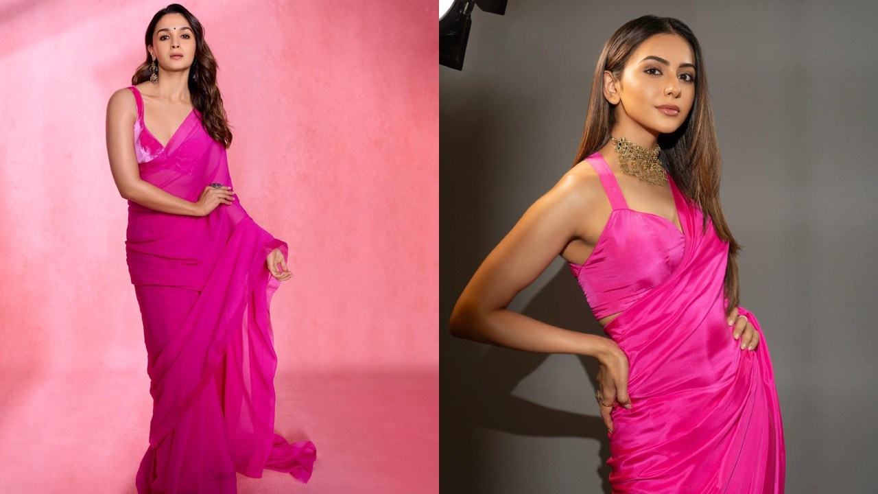 Alia Bhatt Or Rakul Preet Singh: Who Looks Mesmerizing In Rani Pink Simple Saree? 887607