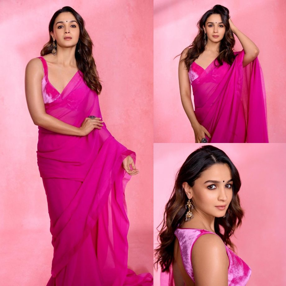 Alia Bhatt Or Rakul Preet Singh: Who Looks Mesmerizing In Rani Pink Simple Saree? 887603