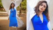 Amruta Khanvilkar Set Fashion Game On Point In A Blue Dress With White Blazer