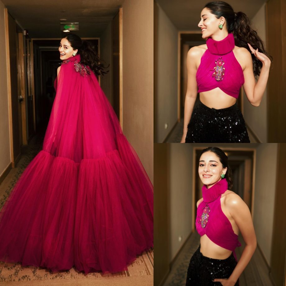 Ananya Panday Channels Superwomen Vibes In A Pink Halter Crop Top And Black Pants, See Photos! 887858