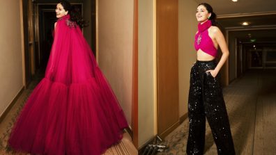 Ananya Panday Channels Superwomen Vibes In A Pink Halter Crop Top And Black Pants, See Photos!