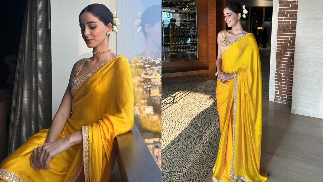 Ananya Panday Is A Ray Of Sunshine In Yellow Saree With Rose Bun Twist 886666