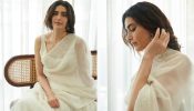 Ethereal Beauty! Karishma Tanna Spells Glam In Ivory Silk Organza Saree