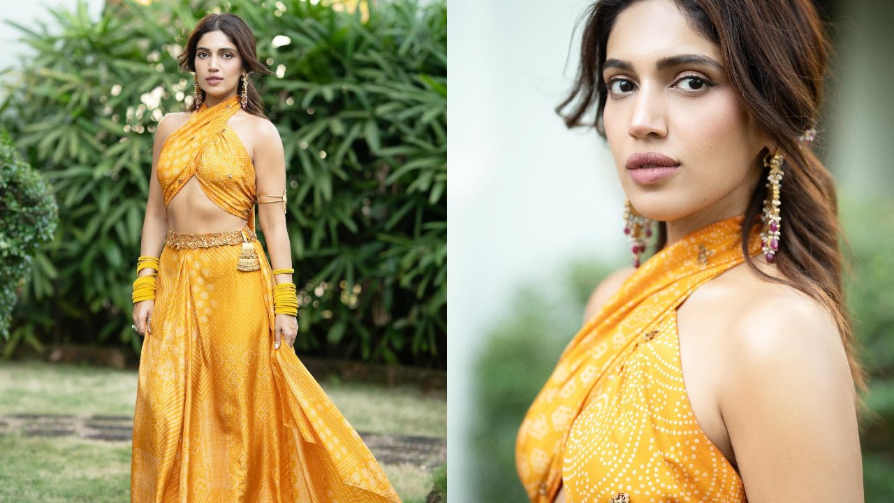 Bhumi Pednekar Sets The Tone For Shaadi Season In A Stunning Yellow And White Bralette And Skirt