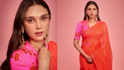 Chatack Beauty: Aditi Rao Hydari Elevates Ethnic Fashion In An Orange And Pink Organza Saree