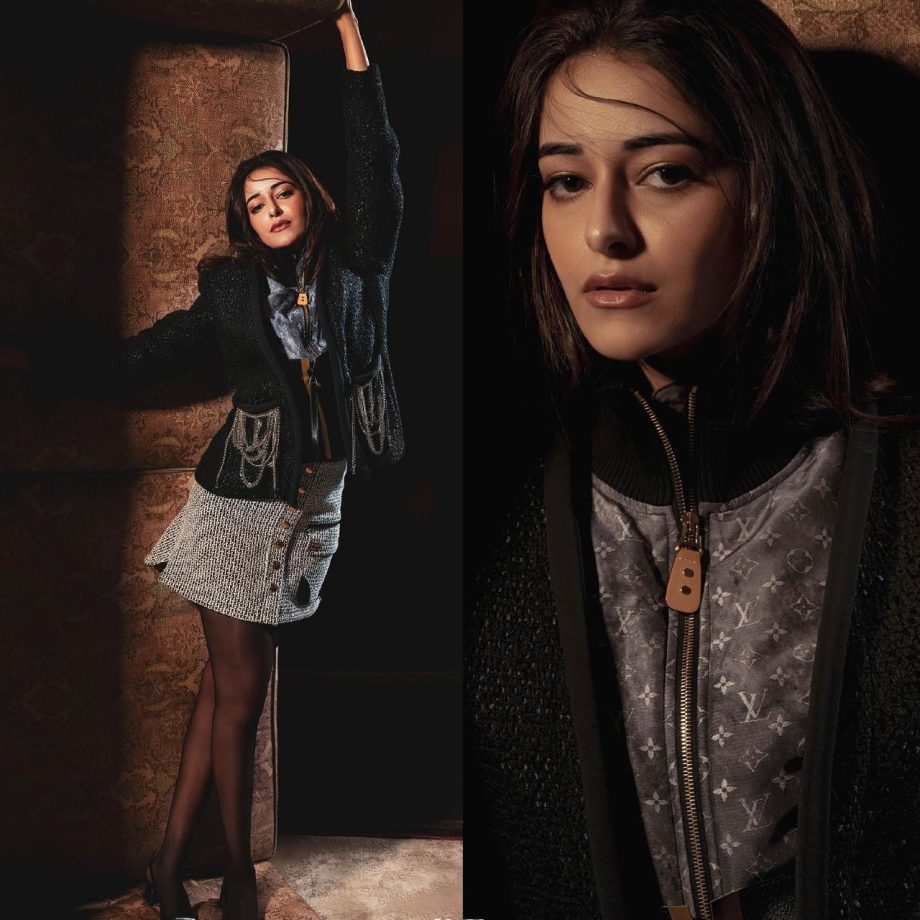 Check Out: Ananya Panday Rocks The Western Trend In A Multi-colored Jacket And Grey Skirt 886262