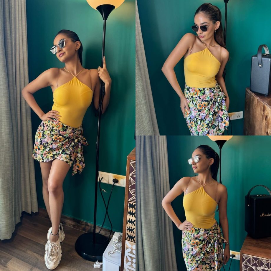 Check Out: Anushka Sen's Casual Street-Style Fashion In A Yellow Halter Top And Floral Skirt 888636