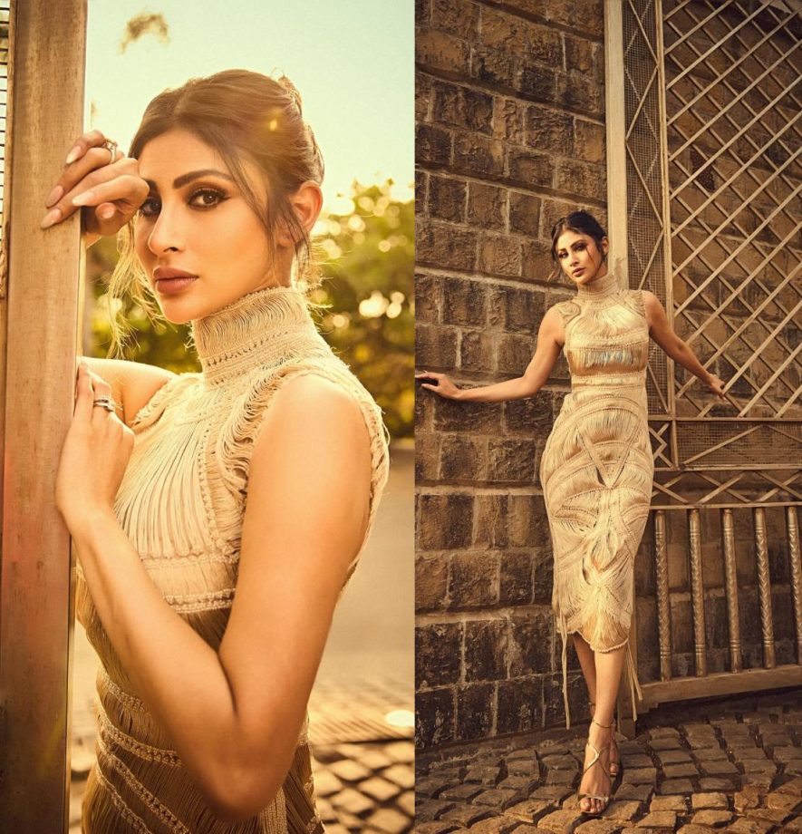 Check Out: Mouni Roy Sets Hearts Aflutter In A Dreamy Dusk Drape Dress 889370