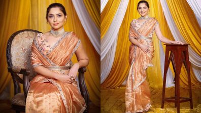 Check Out: Sonalee Kulkarni’s Looks Like A Vision Of Ethereal Beauty In A Peach Tissue Saree
